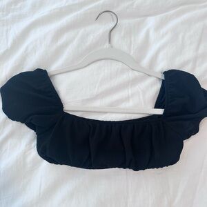 black puff sleeve crop top (size XS)